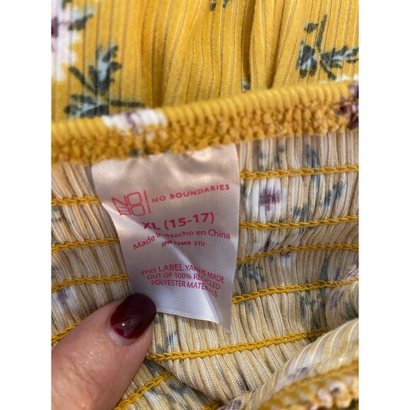 No Boundaries Boho Hippie Dress Gold Size XL 15-17 Off/On Shoulder NWT Smocked - Picture 9 of 12